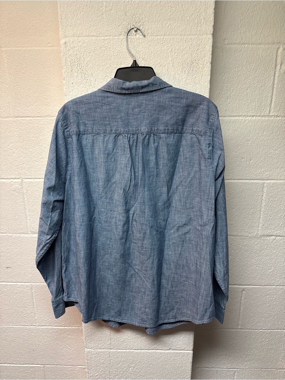 Lands' End Chambray Button-Front Shirt - Blue - Picture 5 of 5